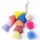 Színes, kézzel készített Boho Pom Pom bojtás táska báj kulcstartó bojt kulcstartó A1U8