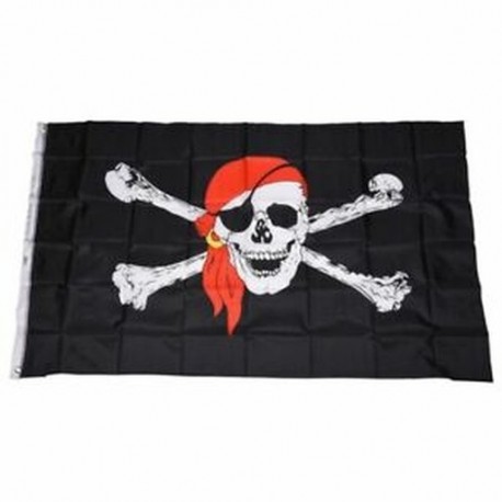 3X (ÚJ 3x5 kalóz vörös bandanával 3 x 5 Jolly Roger Banner J9C8)