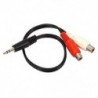 3,5 mm-es 1/8 sztereó férfi dugasz 2-es RCA aljzat adapter audio Y kábelhez C2V6