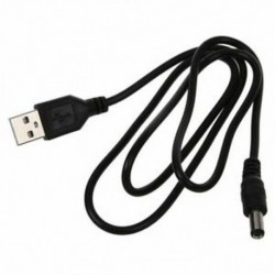USB kábel 5,5 mm / 2,1 mm, 5 V DC hordó-csatlakozó tápkábel (fekete, 75 cm) U1F1