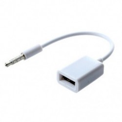Autós MP3 3,5 mm-es hím AUX audio dugó csatlakozó USB 2.0 aljzathoz konverter kábel Co Y4D5
