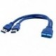 Kék 2-portú USB 3.0 A típusú aljzat - 20 tűs fejléc dugaszoló dugaszkábel X4Z4