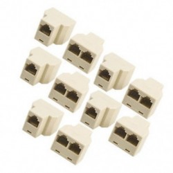 10 db gyakorlati háromutas RJ45 LAN hálózati Ethernet Splitter csatlakozó Bézs BTSZUK