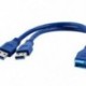 2X (kék 2-portú USB 3.0 A típusú aljzat - 20 tűs fejléc dugaszoló dugaszkábel G5H6.)