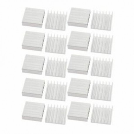 20 db 20 mm x 20 mm x 6 mm alumínium hűtőborda hűtő, ezüst tónusú K5E1 hűtés