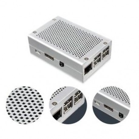 Málna Pi 3 alumínium tok ezüst tokjának az RPI 3 modellhez B Co X4X7