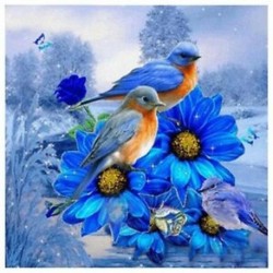 Kézimunka hímzés hímzés 5D gyémántfestés madár egy kék virág kép J4H6