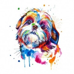 4X (&quot Shih Tzu kutya&quot  akvarell Diy 5D gyémántfestmény keresztszemes öltésű gyémánt EmR4Q6