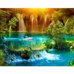3X (vízesés, 5D, Gyémántfestmény-tó, hattyú, Öltéskereszt, 3d képek, teljes, Di Z6Q2