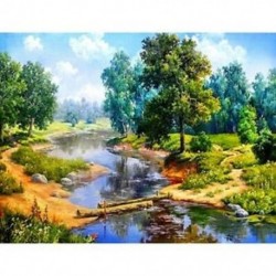 Teljes Drill Square Diamond 5D Diy Diamond festmény &quot Forest River&quot  Diamond E G6V5.)