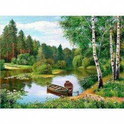 9X (Diy gyémántfestmény, tájkép, kézzel készített, teljes gyémánt hímzésű tó O5X6-hoz