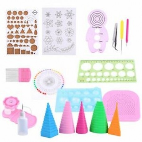 3X (19db DIY papír Quilling kézműves szerszámkészlet sablon csipesz-csapok Slotte A5U9
