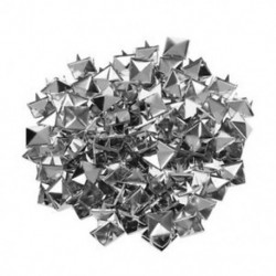 100db Ezüst színű punk stílusú - piramis alakú szegecs ruha - táska - karkötő - különböző tárgyak díszítéséhez