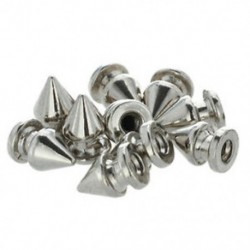 2X (10x réz 8 * 12mm szegecsek Ezüst hegyes csapok Punk Szegecsek Csavar F9J3)
