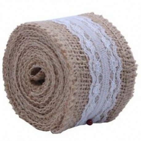 5X (2,5M kender szalag csipke vágószalaggal, rusztikus esküvői dekorációval H K1P4)