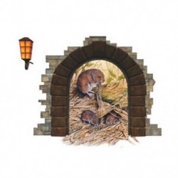 Vicces 3D egér patkány lyuk levehető falmatrica matrica PVC Art nappali szoba De W4P5