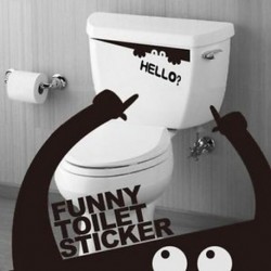 Fekete Monster WC-vel ellátott fürdőszoba matrica fali matrica, eltávolítható DIY BT