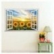 3D napraforgó hamis Windows falmatricák Tájkép Faux Windows falmatrica R C6F3