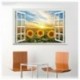 3D napraforgó hamis Windows falmatricák Tájkép Faux Windows falmatrica R C6F3