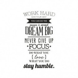 1X (WORK HARD DREAM BIG Idézet fali matrica irodai inspiráló matrica Remova T7D4