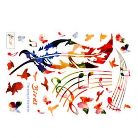 5x (Nappali madárzene tollak falimatrica falfestmény Art Vinyl matrica Hom Q0O3