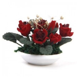 1/12 Miniatűr babaház agyag növények Rózsaszín gypsophila virágkerámia edény L4I H2V8