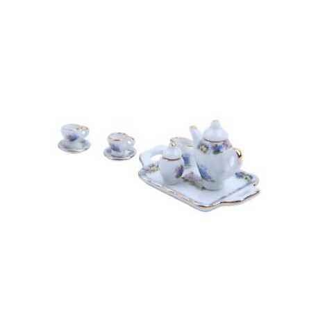 1X (porcelán miniatűr teáskanna-készlet Dollhouse konyhai kiegészítők K8A4)