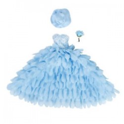 Esküvői ruha és kalap virággal Barbie babákhoz (kék) K6R7 V9J6 K1F2