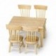 5 PC 1:12 Doll House Mini fa színű négyzet alakú étkezőasztal D8L9 W8O5