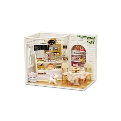 Babaház bútor Diy miniatűr porvédő 3D fa miniatűr Dollhous O8F5