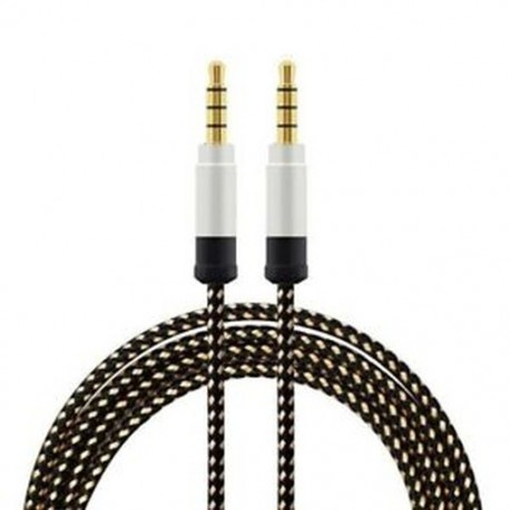 1X (fekete, 1,5 méter magas minőségű fonott fém audiokábel, 3,5 mm-es AUX audio ca O2P8.)