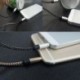 1X (fekete, 1,5 méter magas minőségű fonott fém audiokábel, 3,5 mm-es AUX audio ca O2P8.)