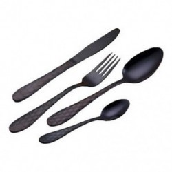 Fekete - Arany szivárványos fekete evőeszközkészlet rozsdamentes acél étkészlet étkészlet Silverw X5H7