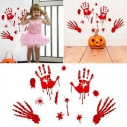 1X (1 db Halloween fali matrica dekoráció félelmetes vérláb- és kézbuli D8S0