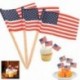 100 amerikai zászló fogpiszkáló Party Cupcake-dekoráció szendvics Mini Food Pi G4I1