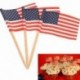 100 amerikai zászló fogpiszkáló Party Cupcake-dekoráció szendvics Mini Food Pi G4I1