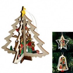 2X (6 db / készlet barkács fa harang karácsonyfa medál 3D karácsonyi dekoráció függő Deco P0H4