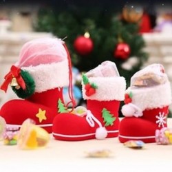 1X (3db / készlet Ajándék cukorka karácsonyi cipő Xmas dekoráció fa csizma harisnya S0N1