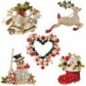 1X (1 / 5db többszínű karácsonyi bross tűs szett Hóember Jingle Bells Star Q3G8