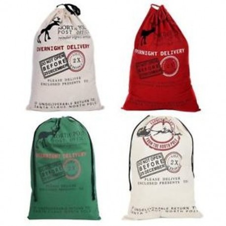 2X (4X Mikulás zsák nagy karácsonyi díszek Vintage Hessian Xmas Juta táska A6S4