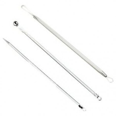 Rozsdamentes acél Blackhead Pickel spot extraktor eltávolító szerszámkészlet 3db-os készlet I7V4