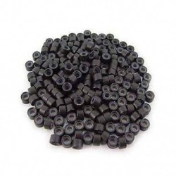 200 PCS 5 mm-es, sötétbarna, szilikonbéléssel ellátott mikrogyűrűk hajhosszabbításhoz