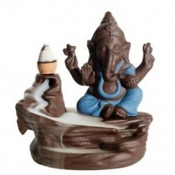 Kék - Elefánt Isten Ganesha visszaáramlás füstölő égő India cenzúr pálca tartó Medi W5U7