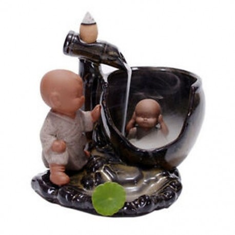 Visszaáramlás füstölő égő lakberendezés kerámia kis szerzetes kis buddha füstölő M7A8
