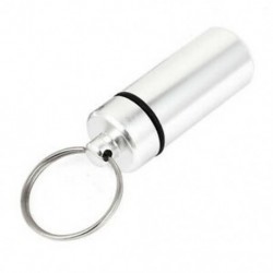 2db alumínium vízálló tabletta palack gyógyszertartó tartály kulcstartó ezüst C2H6