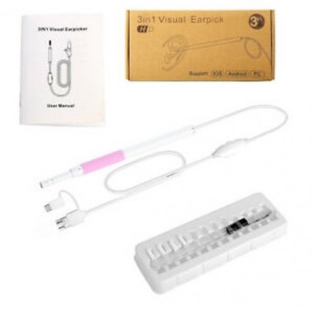 3 az 1-ben fültisztító USB endoszkóp, 5,5 mm-es vizuális fülkanál fülhallgató fülhallgató Otoscope C S3I7
