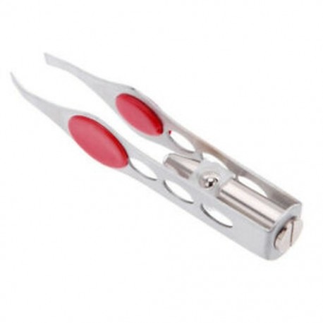 6X (Professzionális Led könnyű rozsdamentes acél szemöldök csipesz-haj eltávolító Tedd E5P7