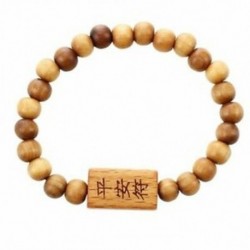Barna fa gyöngyök Kínai karakter szavak Buddha faragott karkötő 8,2 hüvelykes G52 O5R5