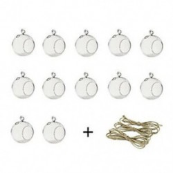 2X (12 db 80 mm-es függő Tealight tartó üveggömbök Terrárium esküvői gyertya F6E3