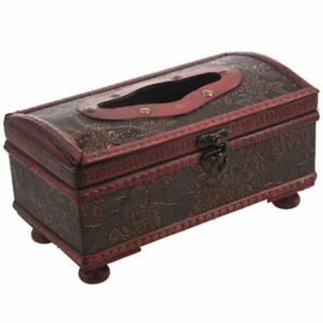 2X (Retro Vintage rézgyűrűs mintás, fából készült papír szövet doboztartó díszítéssel N H5Q5
